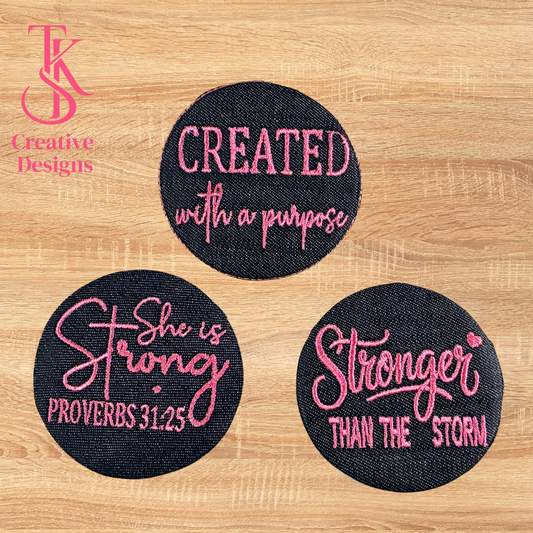 3pc Women Empowerment Embroidered 3in Buttons Set