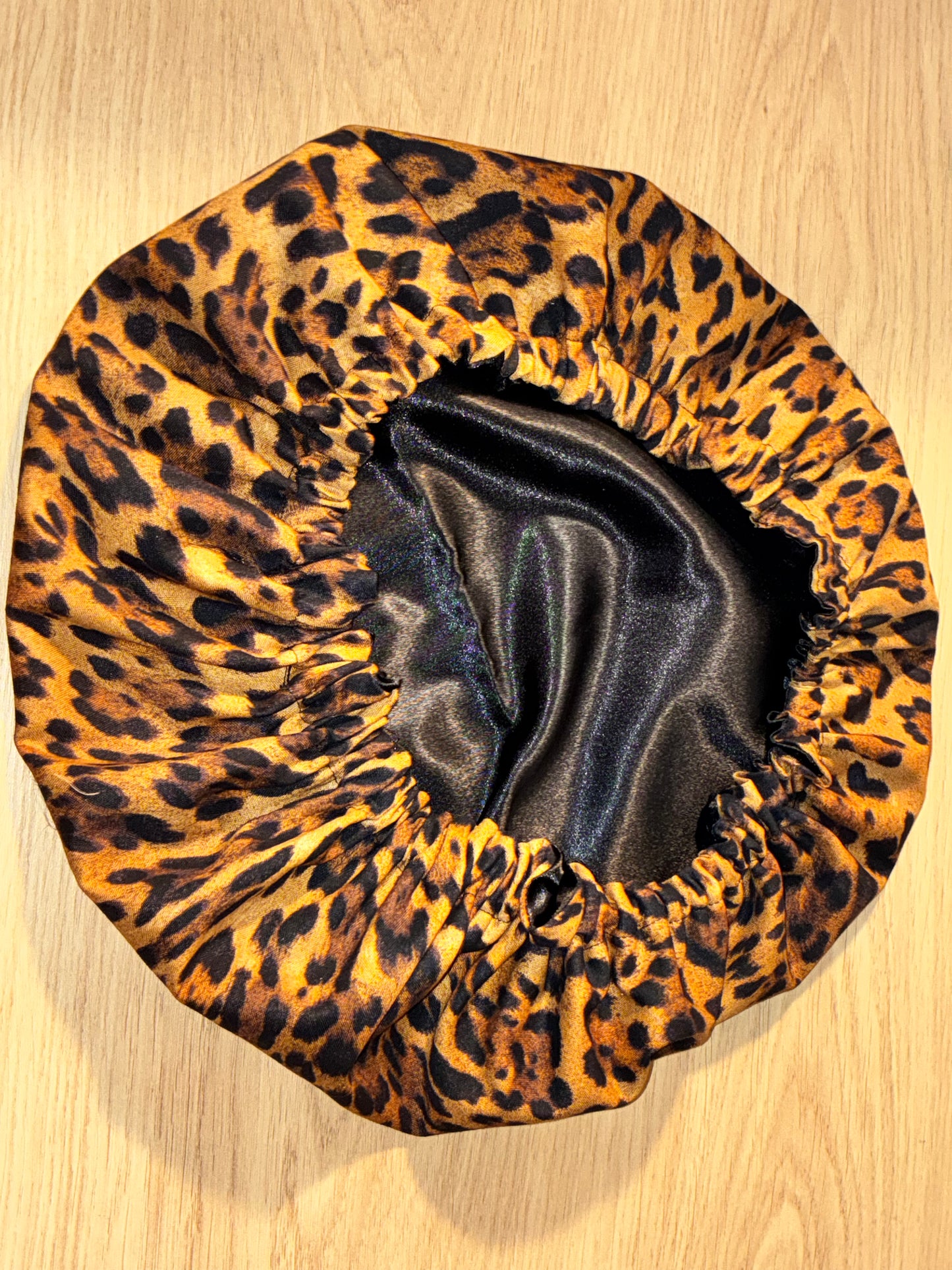 Cheetah Print Satin Bonnet