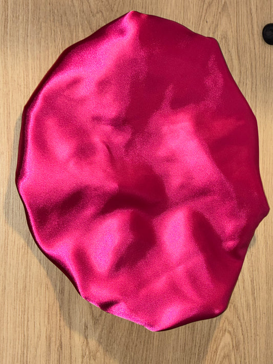 Satin Pink & Black Reversible Bonnet